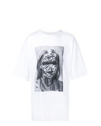 weißes bedrucktes T-Shirt mit einem Rundhalsausschnitt von Strateas Carlucci