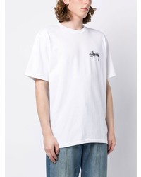 weißes bedrucktes T-Shirt mit einem Rundhalsausschnitt von Stussy