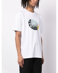 weißes bedrucktes T-Shirt mit einem Rundhalsausschnitt von Stussy