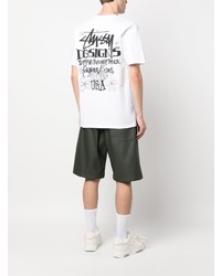 weißes bedrucktes T-Shirt mit einem Rundhalsausschnitt von Stussy