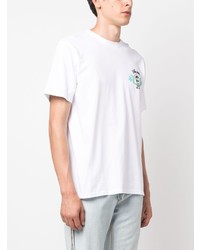 weißes bedrucktes T-Shirt mit einem Rundhalsausschnitt von Stussy