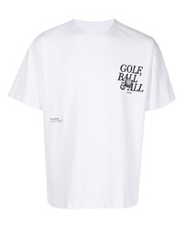 weißes bedrucktes T-Shirt mit einem Rundhalsausschnitt von Students