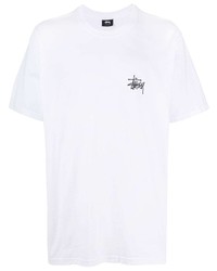 weißes bedrucktes T-Shirt mit einem Rundhalsausschnitt von Stussy