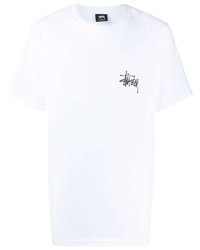 weißes bedrucktes T-Shirt mit einem Rundhalsausschnitt von Stussy