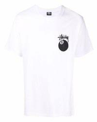 weißes bedrucktes T-Shirt mit einem Rundhalsausschnitt von Stussy