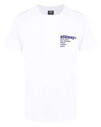 weißes bedrucktes T-Shirt mit einem Rundhalsausschnitt von Stussy