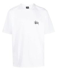 weißes bedrucktes T-Shirt mit einem Rundhalsausschnitt von Stussy