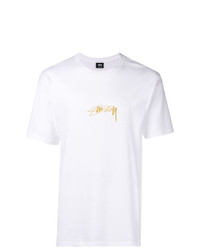 weißes bedrucktes T-Shirt mit einem Rundhalsausschnitt von Stussy