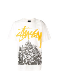 weißes bedrucktes T-Shirt mit einem Rundhalsausschnitt von Stussy