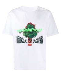 weißes bedrucktes T-Shirt mit einem Rundhalsausschnitt von Styland