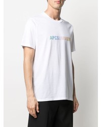 weißes bedrucktes T-Shirt mit einem Rundhalsausschnitt von A.P.C.