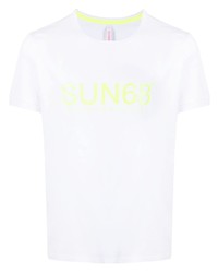 weißes bedrucktes T-Shirt mit einem Rundhalsausschnitt von Sun 68