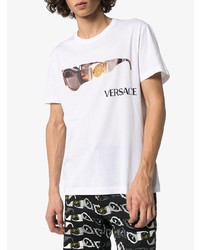 weißes bedrucktes T-Shirt mit einem Rundhalsausschnitt von Versace