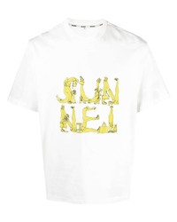 weißes bedrucktes T-Shirt mit einem Rundhalsausschnitt von Sunnei