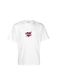 weißes bedrucktes T-Shirt mit einem Rundhalsausschnitt von Sunnei