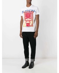 weißes bedrucktes T-Shirt mit einem Rundhalsausschnitt von DSQUARED2