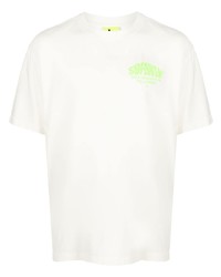 weißes bedrucktes T-Shirt mit einem Rundhalsausschnitt von Supervsn