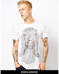 weißes bedrucktes T-Shirt mit einem Rundhalsausschnitt von Supreme Being