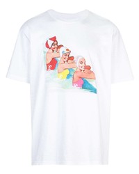 weißes bedrucktes T-Shirt mit einem Rundhalsausschnitt von Supreme