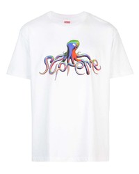 weißes bedrucktes T-Shirt mit einem Rundhalsausschnitt von Supreme