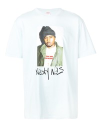 weißes bedrucktes T-Shirt mit einem Rundhalsausschnitt von Supreme