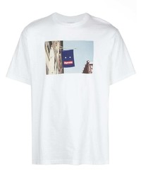 weißes bedrucktes T-Shirt mit einem Rundhalsausschnitt von Supreme