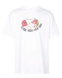 weißes bedrucktes T-Shirt mit einem Rundhalsausschnitt von Supreme