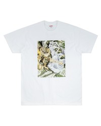 weißes bedrucktes T-Shirt mit einem Rundhalsausschnitt von Supreme