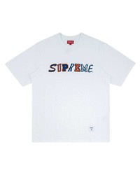 weißes bedrucktes T-Shirt mit einem Rundhalsausschnitt von Supreme