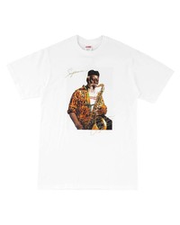 weißes bedrucktes T-Shirt mit einem Rundhalsausschnitt von Supreme