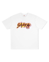 weißes bedrucktes T-Shirt mit einem Rundhalsausschnitt von Supreme