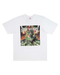 weißes bedrucktes T-Shirt mit einem Rundhalsausschnitt von Supreme