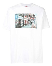 weißes bedrucktes T-Shirt mit einem Rundhalsausschnitt von Supreme