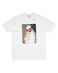 weißes bedrucktes T-Shirt mit einem Rundhalsausschnitt von Supreme