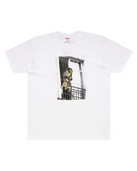 weißes bedrucktes T-Shirt mit einem Rundhalsausschnitt von Supreme