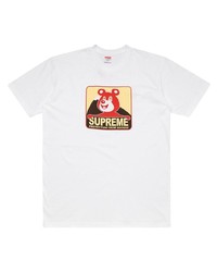 weißes bedrucktes T-Shirt mit einem Rundhalsausschnitt von Supreme