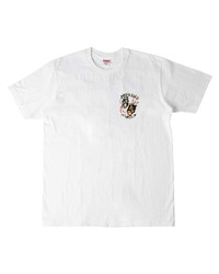 weißes bedrucktes T-Shirt mit einem Rundhalsausschnitt von Supreme