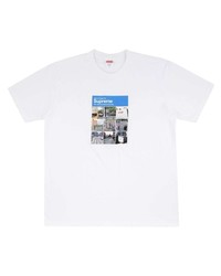 weißes bedrucktes T-Shirt mit einem Rundhalsausschnitt von Supreme