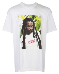 weißes bedrucktes T-Shirt mit einem Rundhalsausschnitt von Supreme