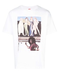 weißes bedrucktes T-Shirt mit einem Rundhalsausschnitt von Supreme