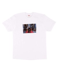 weißes bedrucktes T-Shirt mit einem Rundhalsausschnitt von Supreme