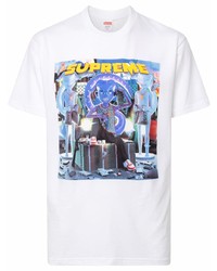 weißes bedrucktes T-Shirt mit einem Rundhalsausschnitt von Supreme