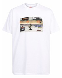 weißes bedrucktes T-Shirt mit einem Rundhalsausschnitt von Supreme