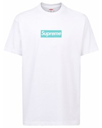 weißes bedrucktes T-Shirt mit einem Rundhalsausschnitt von Supreme