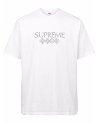 weißes bedrucktes T-Shirt mit einem Rundhalsausschnitt von Supreme