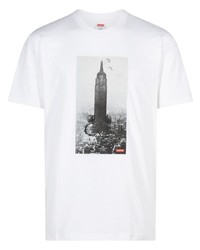 weißes bedrucktes T-Shirt mit einem Rundhalsausschnitt von Supreme