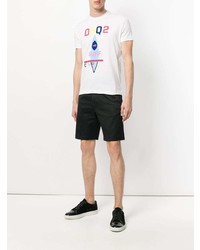 weißes bedrucktes T-Shirt mit einem Rundhalsausschnitt von DSQUARED2