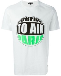 weißes bedrucktes T-Shirt mit einem Rundhalsausschnitt von Surface to Air