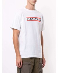 weißes bedrucktes T-Shirt mit einem Rundhalsausschnitt von Pleasures