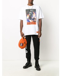 weißes bedrucktes T-Shirt mit einem Rundhalsausschnitt von Heron Preston